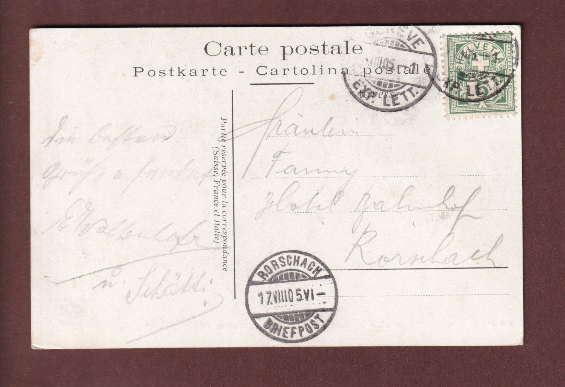 Ansichtskarten: GENEVE - Monument Dufour - 1905 – Gebraucht aus Pully von nicecards 1