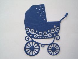 Stanz-Papier Motive Kinderwagen blau