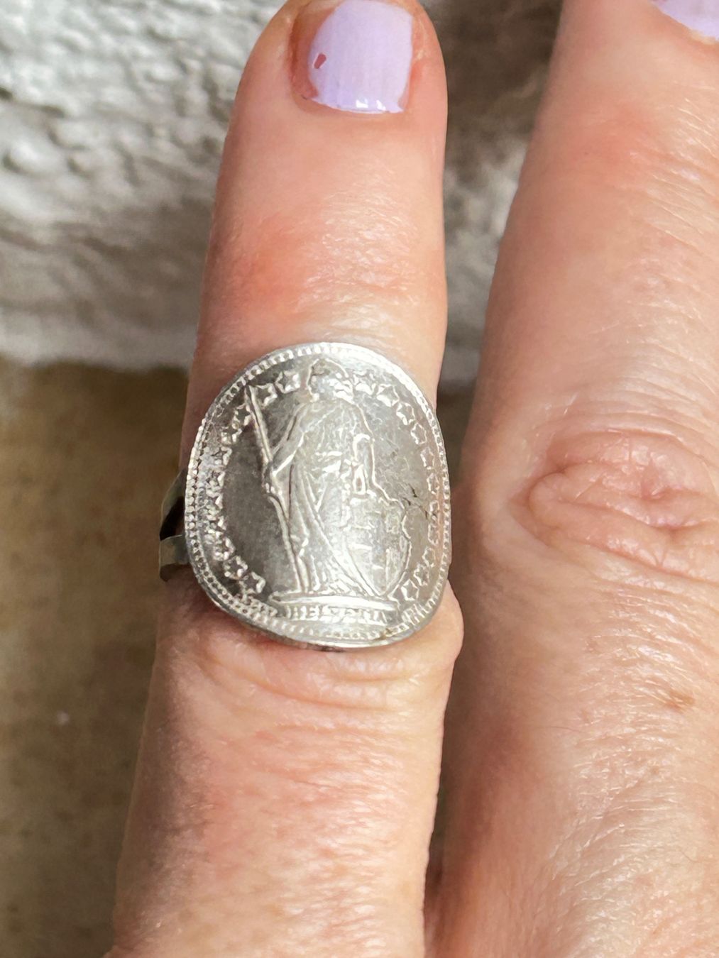Anelli: Silberring 50 Rappen 1944 (Grösse 47) – Usato da Laufen venduto da belleskulptur