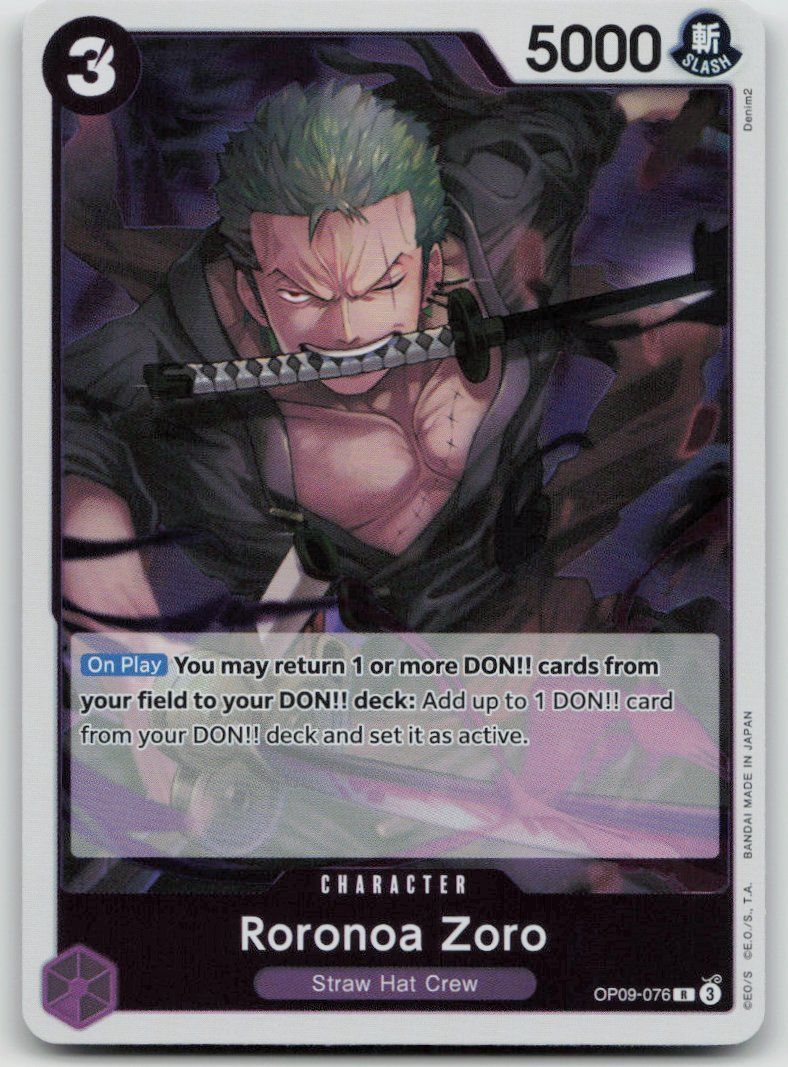 Bandai Sammelbilder & Trading cards: One Piece Roronoa Zoro OP09-076 R – Gebraucht aus Lugano von VlaseCard