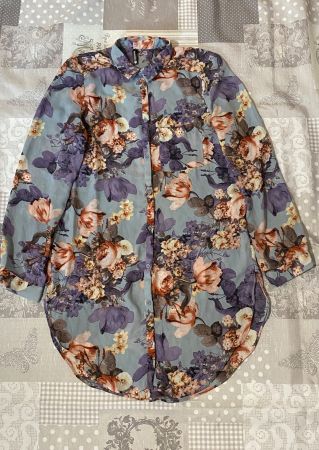 Bluse Gr. S, Chicorée Blumenmuster Herbstfarben gebraucht