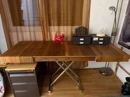 Table relevable avec rallonges, chêne massif, Calypso