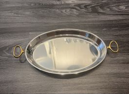 Serviertablett oval Edelstahl mit Griffen, guter Zustand