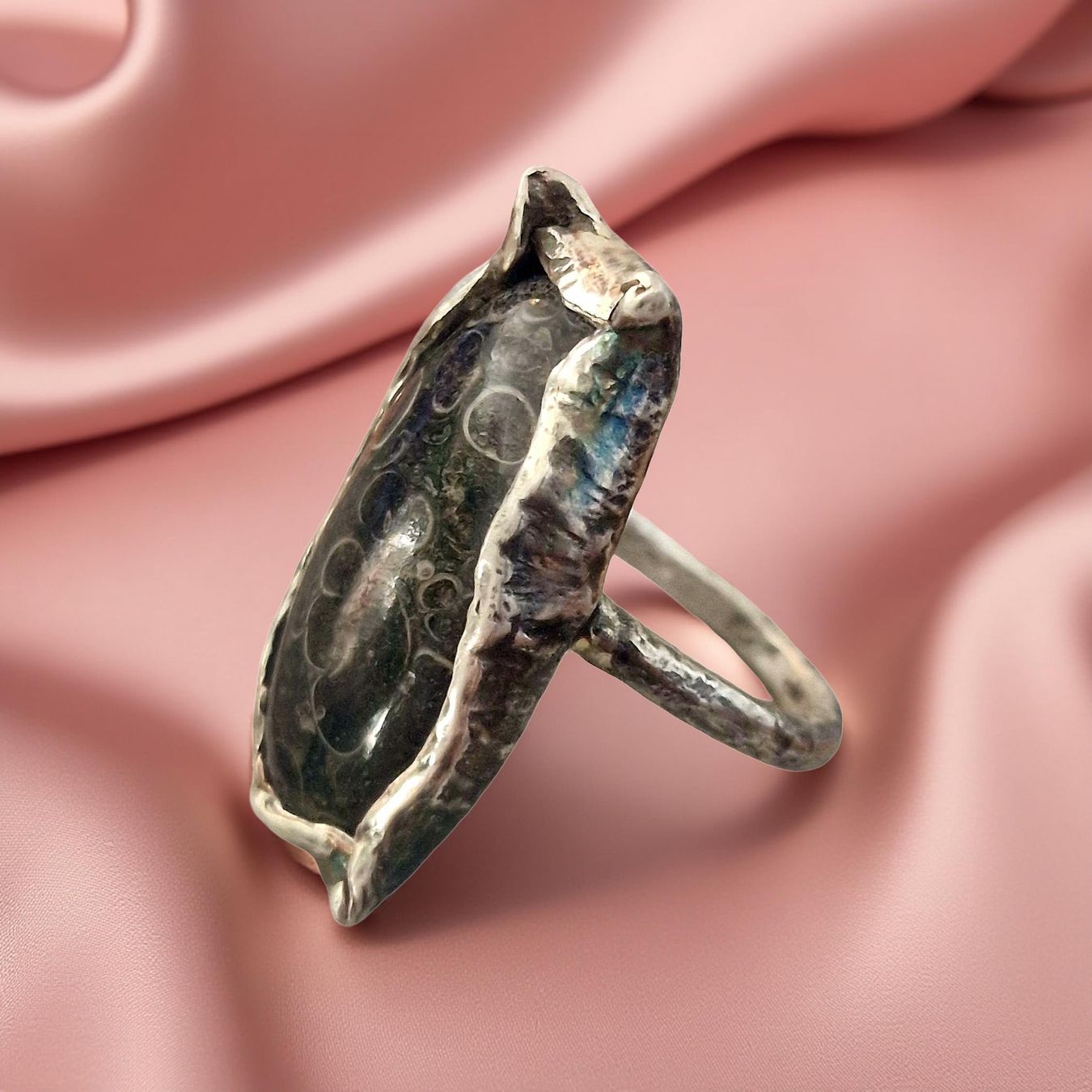 Anelli: Statementring Silber mit Schildkrötenjaspis, Ringgrösse 60,5 – Nuovo e nell'imballaggio originale da Aarau venduto da Schmuckhoehle_MD 5