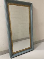 Eleganter Vintage-Kristall-Spiegel Holzrahmen Grün/Blau/Gold