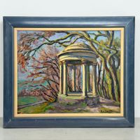 Ric BERGER (Richard 1894-1994) peinture à l'huile "Pavillon"