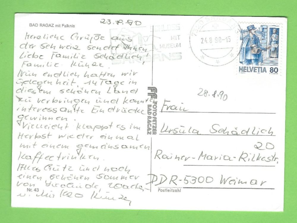 Cartoline postali: Bad Ragaz mit Falknis – Usato da Zürich venduto da t24_de 1