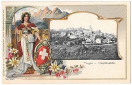 Trogen Prägekarte mit Helvetia