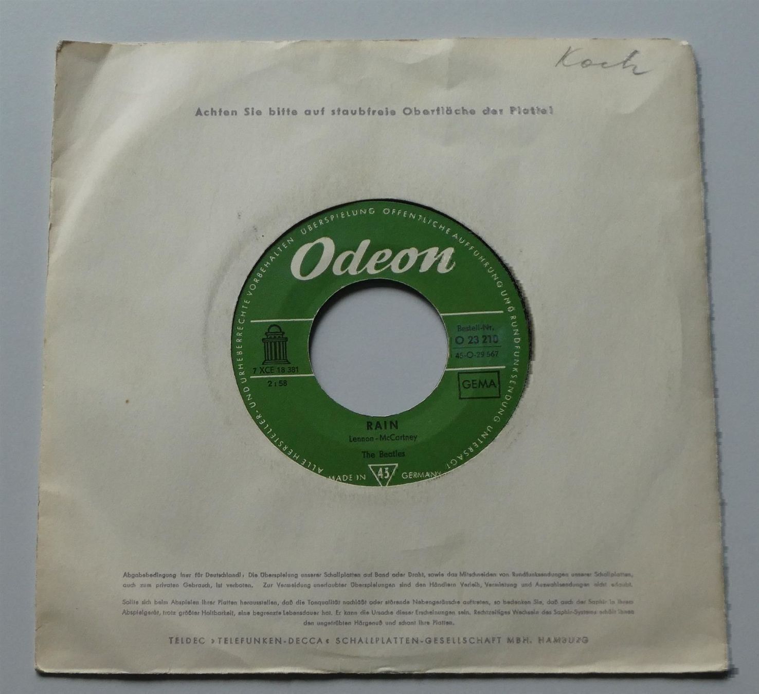 Schallplatten: Single The Beatles – Paperback Writer / Rain – Gebraucht aus Frauenfeld von Astra13 4