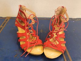 Sandalen rot Grösse 39 Schnürung Damenschuhe