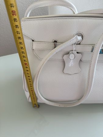 Handtasche weiss Leder Grösse ca. 30cm Zustand gut