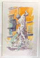 🌟Aquarell Rom Fontana Nettuno Neptun Brunnen sig. dat.🌟