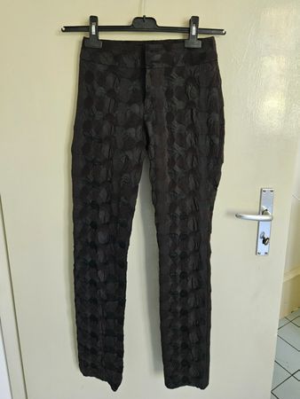 ISSEY MIYAKE Hose vintage, schwarz gemustert, Grösse XS