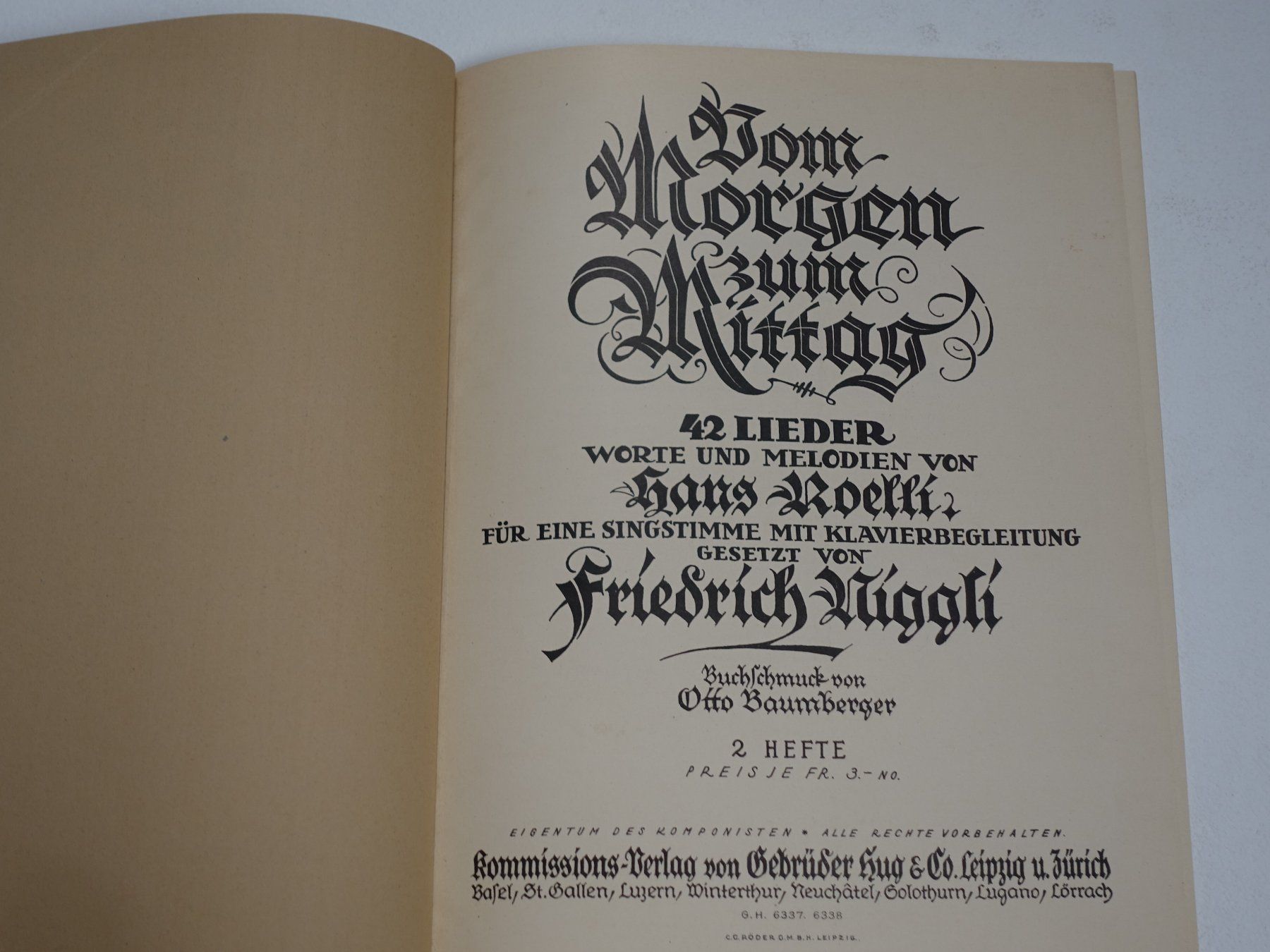 Libri: Otto Baumberger, Hans Roelli. Zwei Werke, ein Notenheft – Usato da Gutenswil venduto da Optico 5
