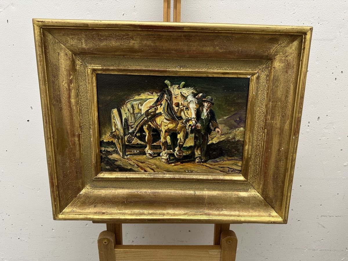 Tableaux: Gemälde Pferde Fuhrwerk Goldrahmen – D'occasion à Ebikon par Gaenggeliwaar