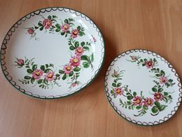 2 TELLER (BLUMEN-SUJET) ULMER KERAMIK