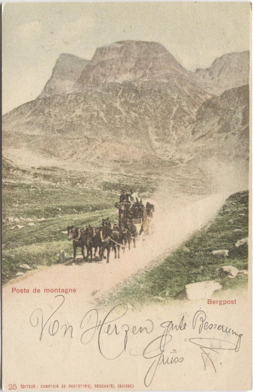 Cartoline postali: JULIER-PASS GR 1904 mit Postkutsche – Usato da Rothrist venduto da Clanx