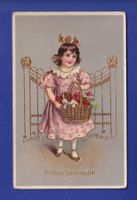 ENFANT - Jeune fille et fleurs - Chien