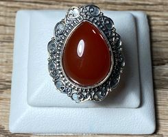 Orientalischer Silberring; natürl. Roter Achat