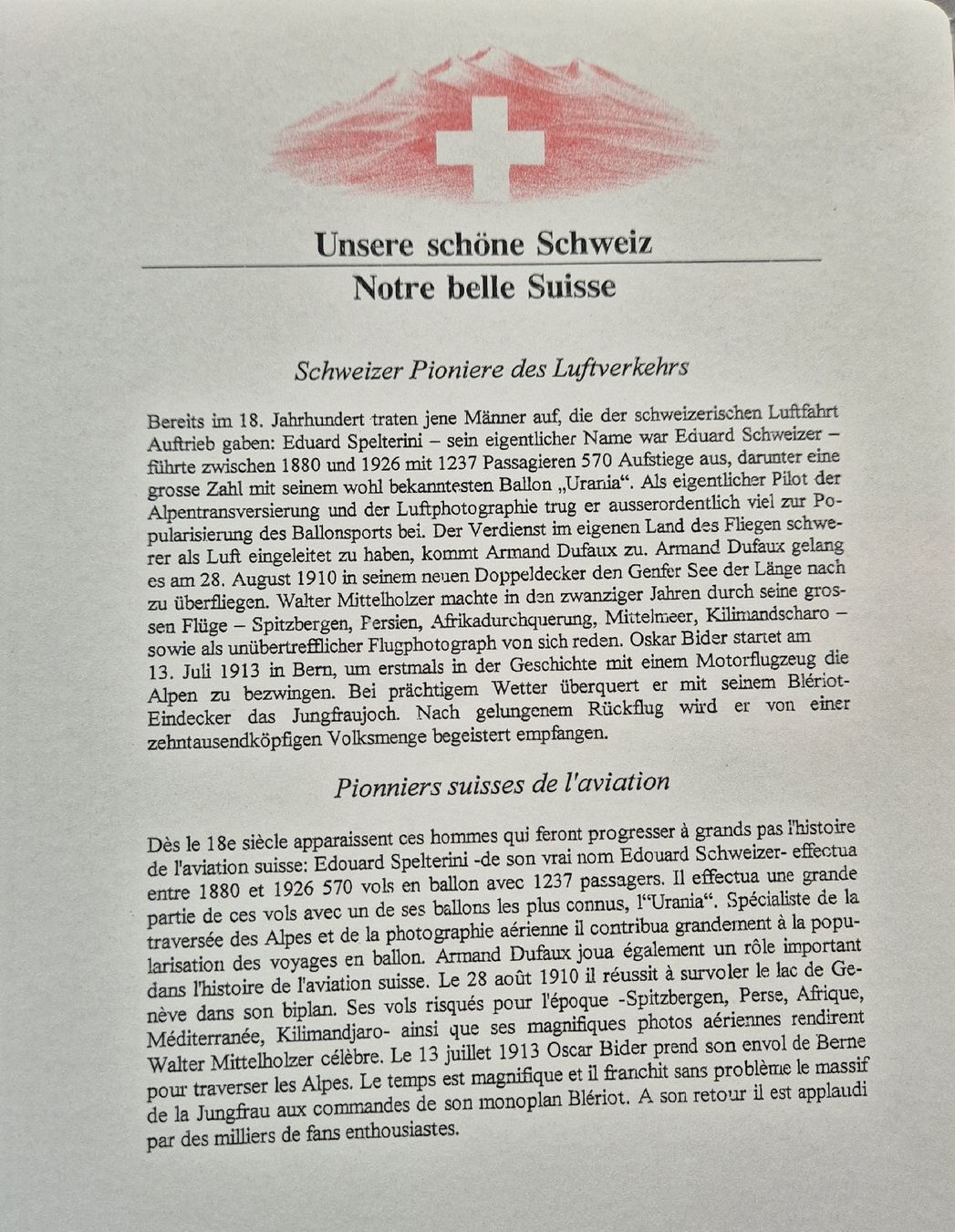 Tutti i francobolli: Schweizer Luftfahrt Pioniere Briefmarken-Sammlung Top! – Usato da Niederglatt ZH venduto da s_trio