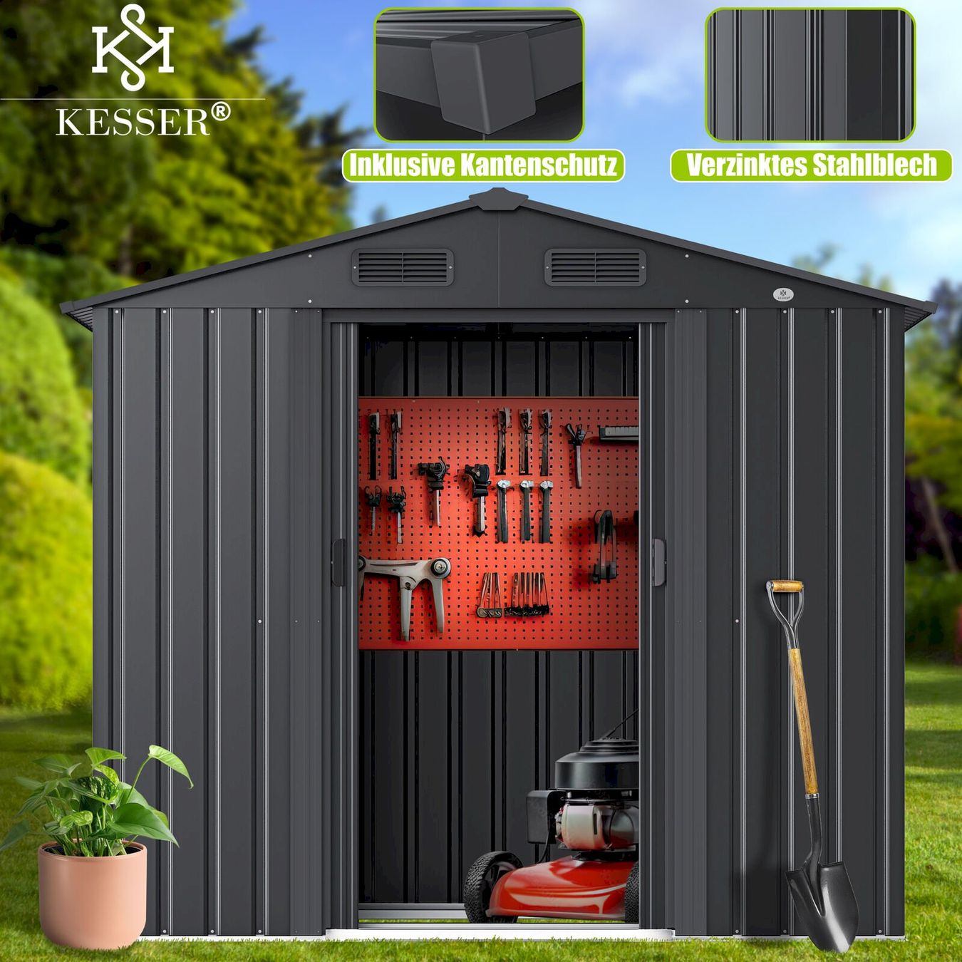Cabanes de jardin & serres: KESSER XL Gerätehaus anthrazit – Neuf avec emballage d'origine à Bottighofen par zaap 6