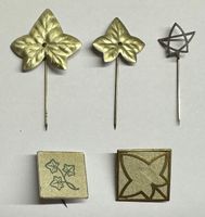 5 alte seltene Anstecknadeln mit Blumendesign
