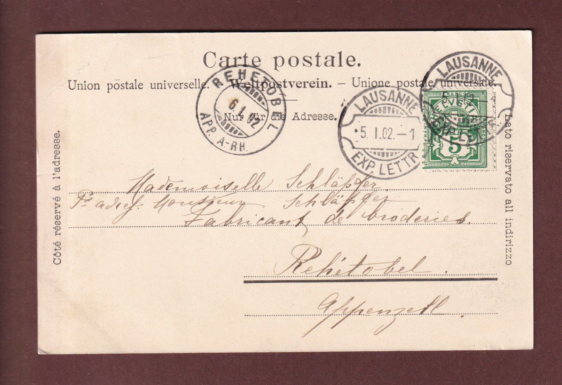 Ansichtskarten: LAUSANNE - Ecole normale - 1902 // pli d'angle // – Gebraucht aus Pully von nicecards 1