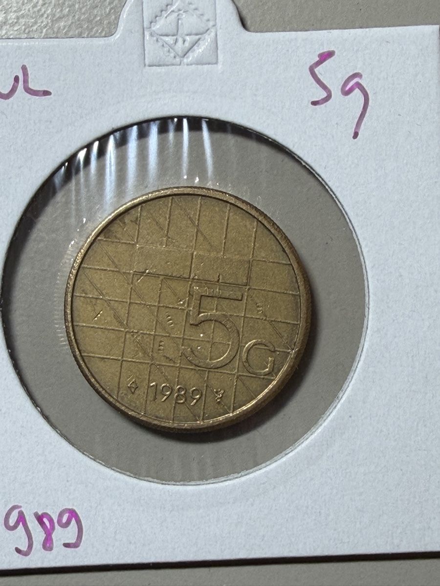 Tutti le monete: Pays-Bas - 5 gulden - 1989 – Usato da Payerne venduto da Mike1682