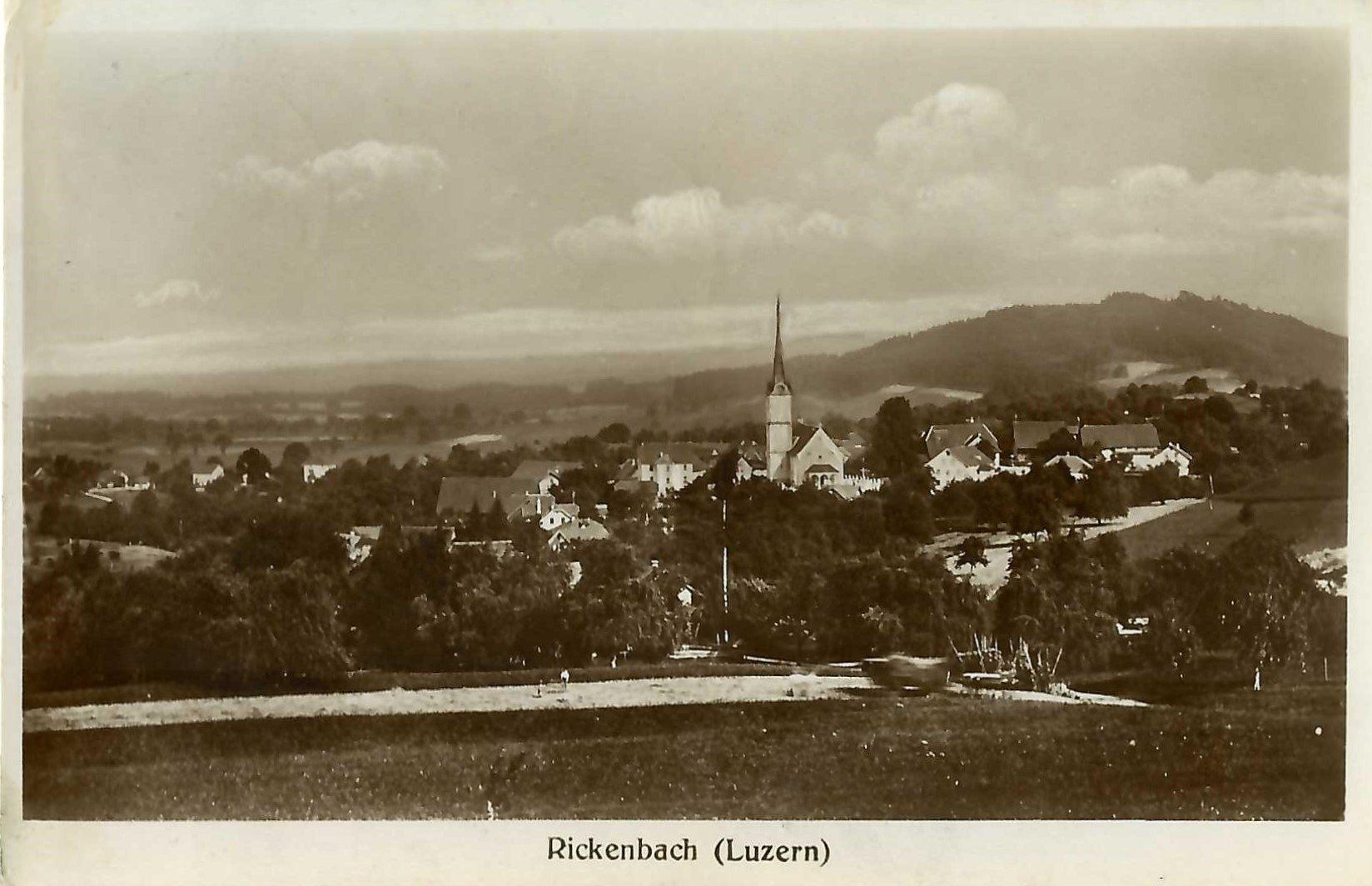 Ansichtskarten: Rickenbach LU Flugaufahme  , 1929 – Gebraucht aus Solothurn von Bepposol