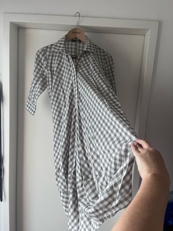 Robe-Chemise à carreaux grise et blanche - M