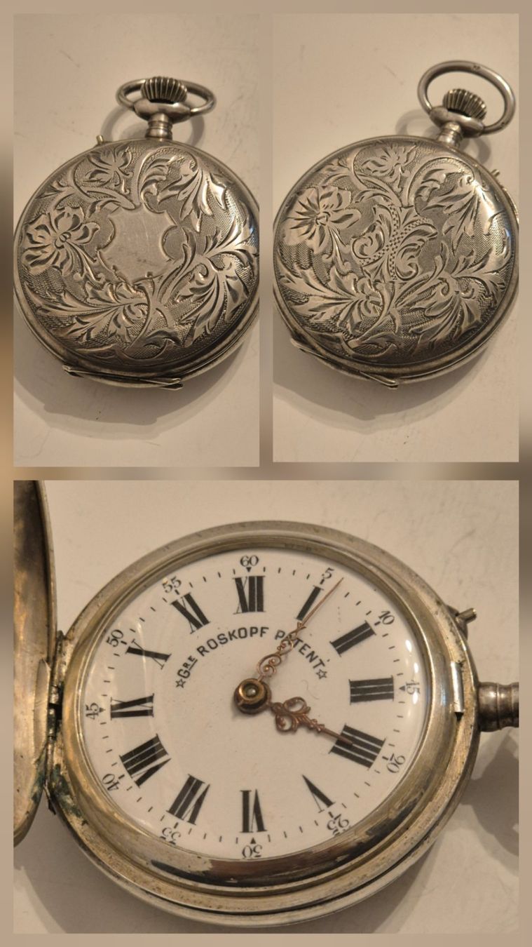 Roskopf Uhren: Schöne Savonette Silber TU, 51.5 mm – Gebraucht aus Marbach SG von Zippo1401