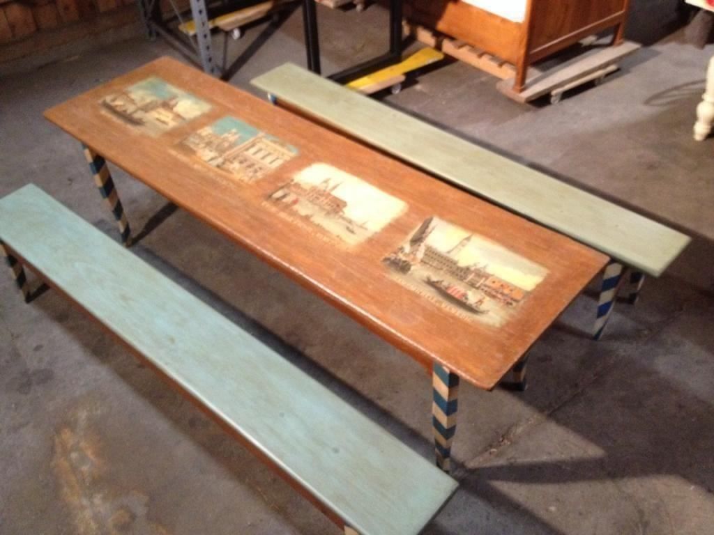 Tavoli: Biedermeier Tisch bemalt Venedig Motiv – Usato da Koblenz venduto da Kbaldinger