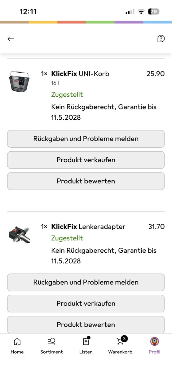 Pezzi di ricambio: KlickFix UNI-Korb inkl. KlickFix Lenkeradapter / NEU – Nuovo (secondo la descrizione) da Rüti ZH venduto da mio_jt8n 4