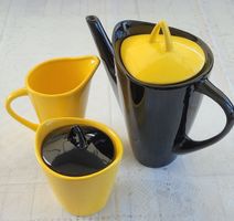 🖤💛 Herrliches Mid Century Kaffeegeschirr 3-teilig 60er