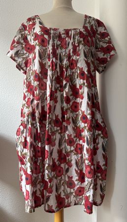 Tunique Himalaya 100% coton bio motif coquelicots, taille L