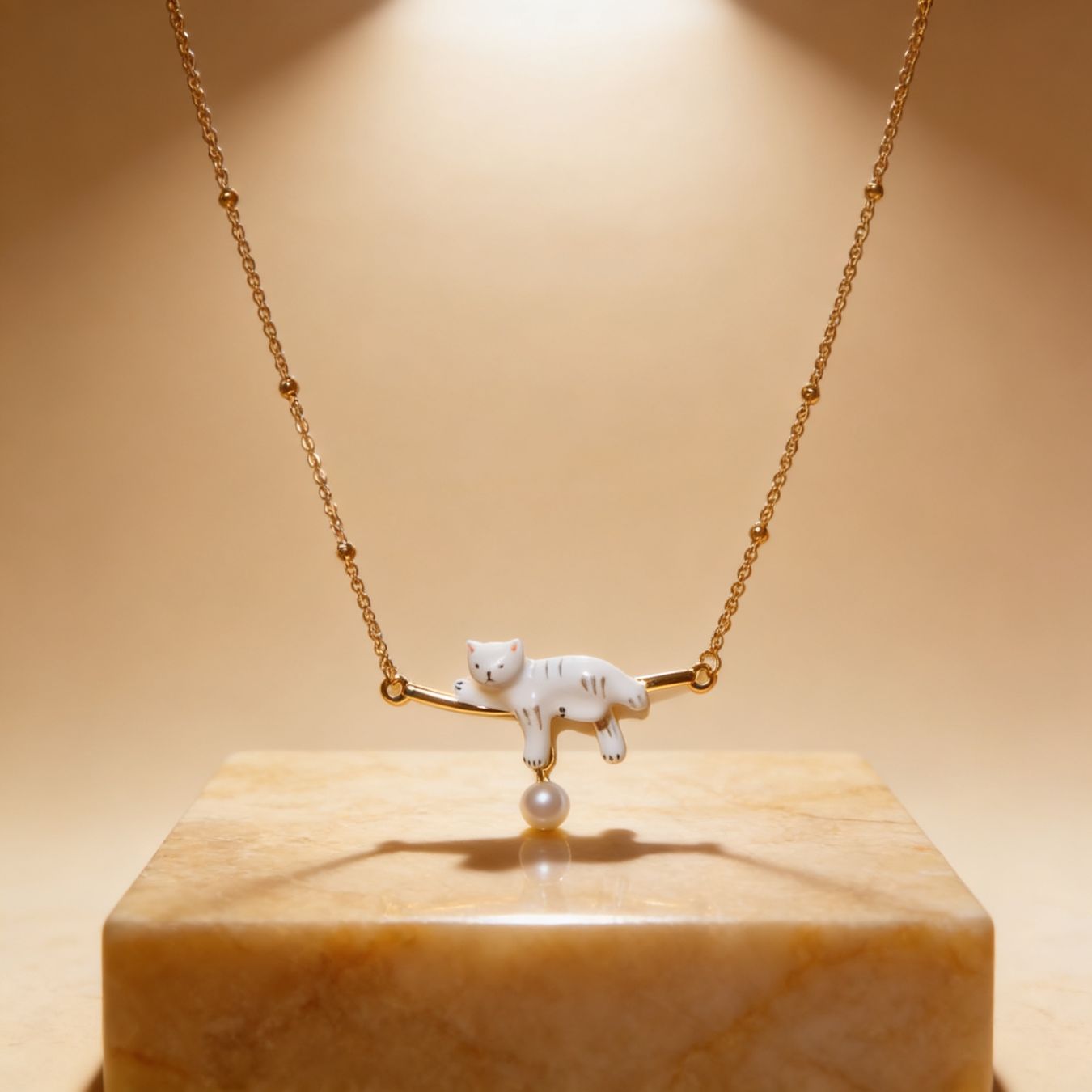Catenine: Collier chat mignon avec perle - Bijou unique ! – Nuovo e nell'imballaggio originale da St-Maurice venduto da Sandrinette123 1
