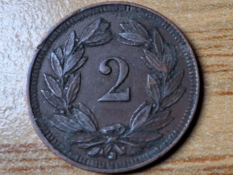 Alle Münzen: 2 Rappen 1915 – Gebraucht aus Münchenstein von purbach1 1