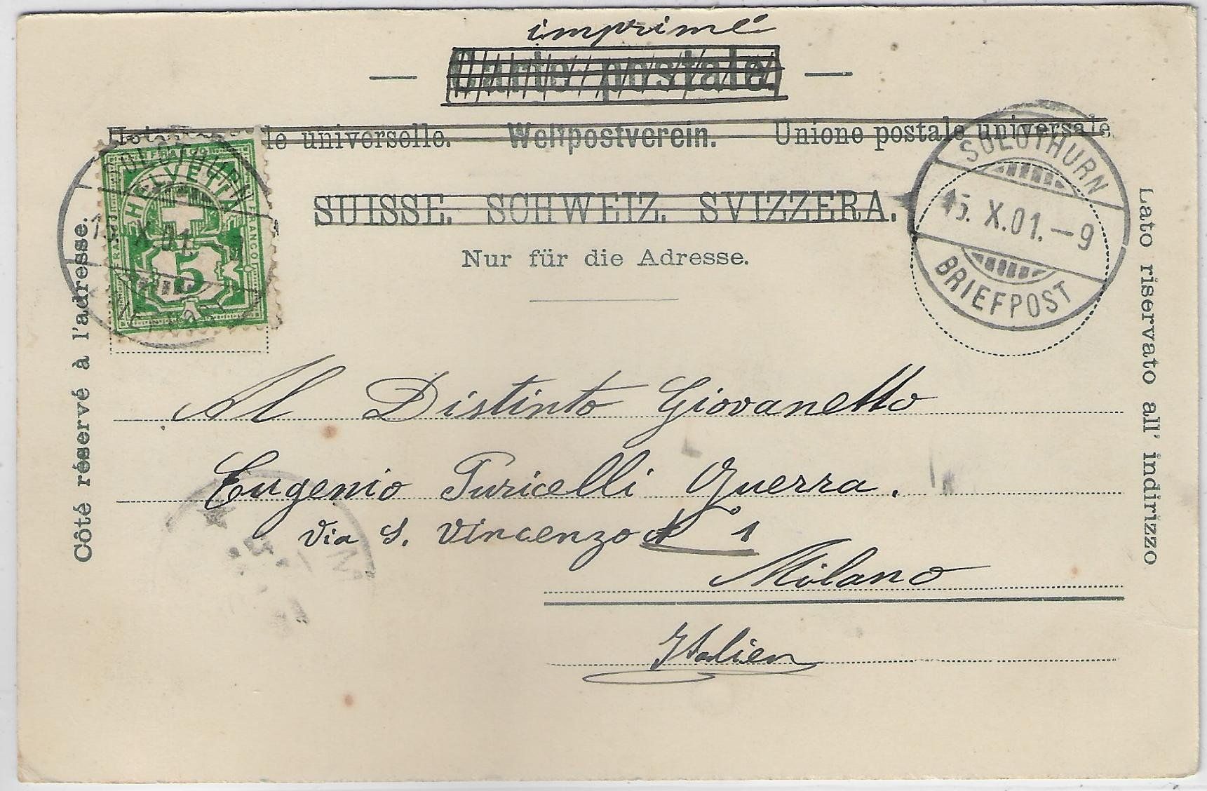 Cartoline postali: Gruss aus Solothurn 1901 – Usato da Ettingen venduto da Kartenplanet 1