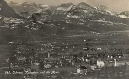Schwyz SZ Kollegium Richtung Brunnen +Berge 1930 sehr gut er