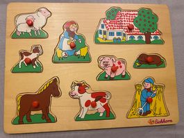 Puzzle Holz Eichhorn Bauernhof Steckpuzzle Farm Briefversand