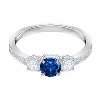 Swarovski Bague Attract Trilogy, bleu, métal rhodié