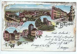 LITHO Gruss aus BRUGG gel. 1899 nach Root (Luzern)