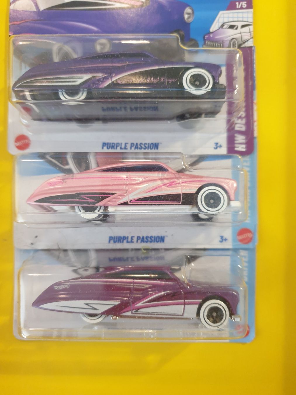 Hot Wheels Modellautos: 3 x Hot Wheels PURPLE PASSION – Neu und originalverpackt aus Oftringen von Rotor 3