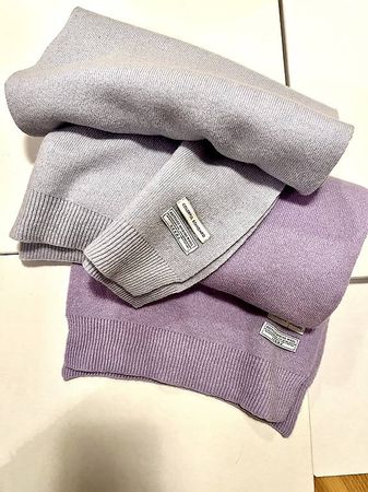 Merino Schal hellblau & Lavendel