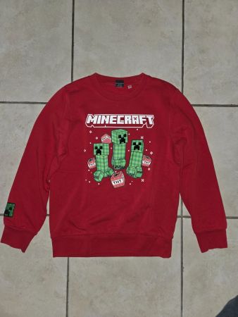 Minecraft Pullover rot Motiv Creeper Grösse 140 cm