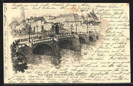 Basel, mittlere Rheinbrücke mit Umgebun