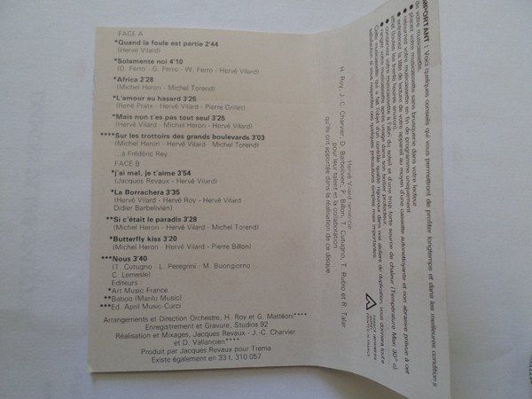 Kompaktkassetten: CASSETTE HERVE VILARD - CHANSONS – Gebraucht aus PORRENTRTUY von RABAIS_SPORT 1