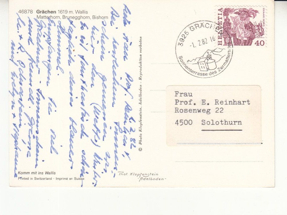 Cartoline postali: Grächen 1982 – Usato da Bürglen TG venduto da StampGraf 1