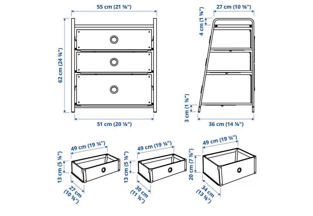 Ikea Kommoden: IKEA LOTE Commode 3 tiroirs, 55x36x62 cm – Neu und originalverpackt aus Riddes von IKEA_Riddes 2