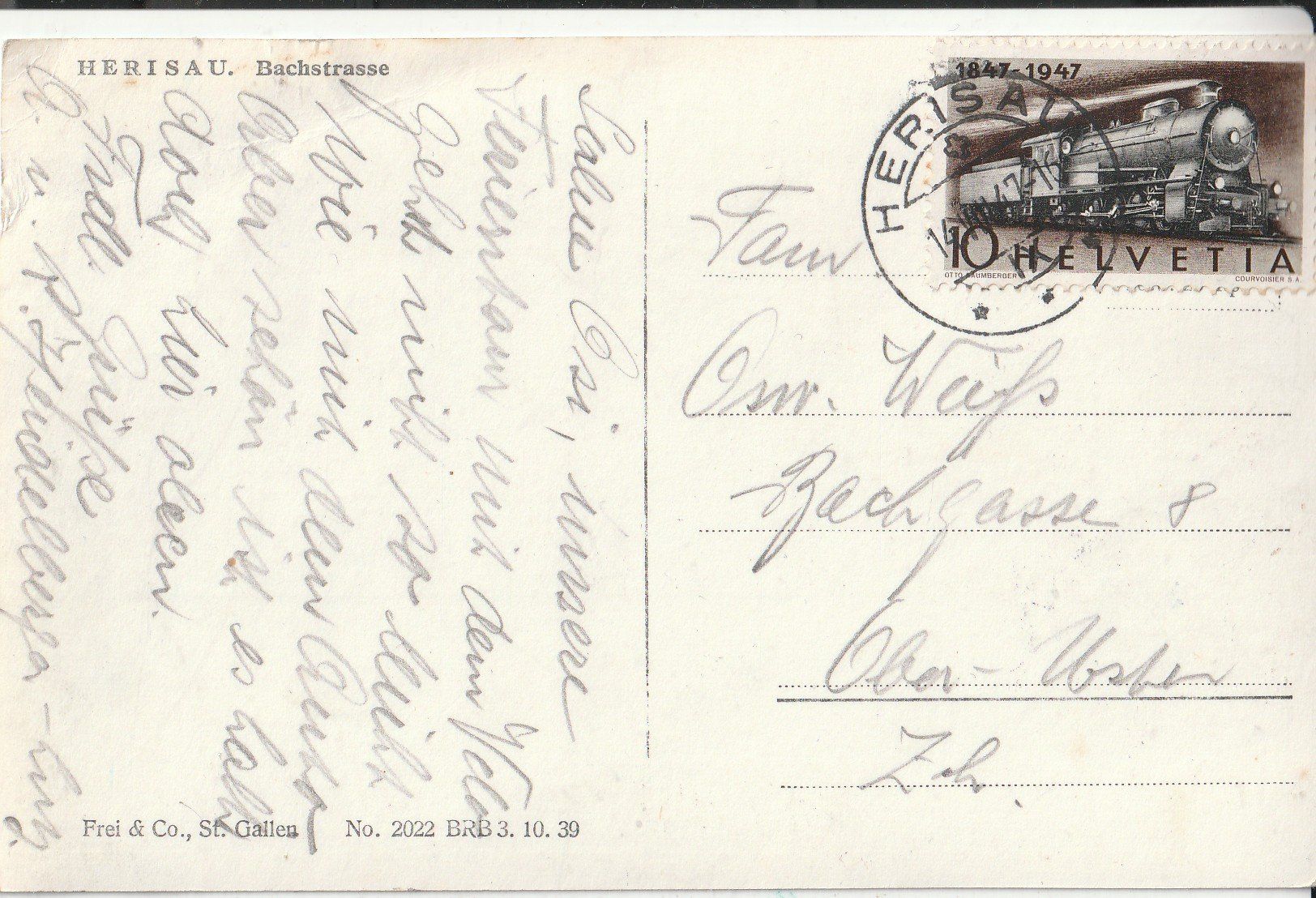 Cartoline postali: Herisau Bachstrasse – Usato da Lumbrein venduto da made02 1